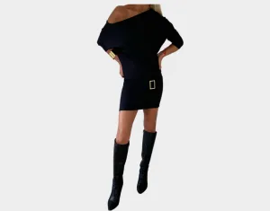 1. Black Off The Shoulder Date Night Dress - The Milano Si
