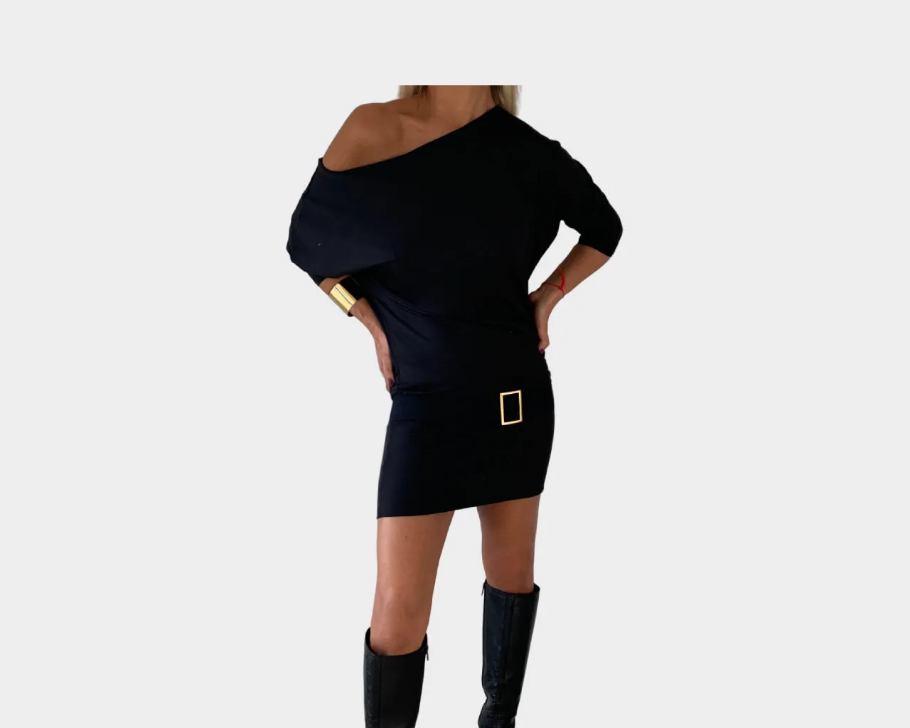 1. Black Off The Shoulder Date Night Dress - The Milano Si