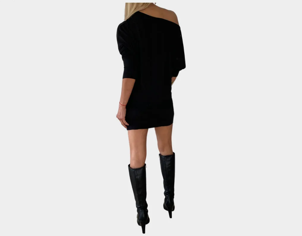 1. Black Off The Shoulder Date Night Dress - The Milano Si