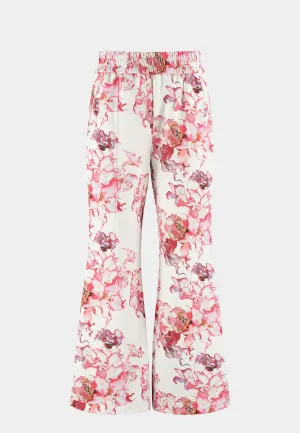 Ashluxe Female Flared Pants Pink Flower Aop