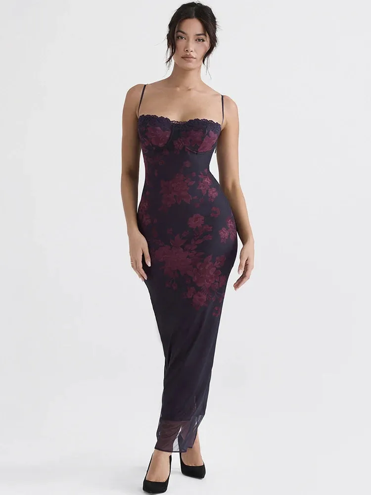 Berry Bouquet Backless Floral Dress
