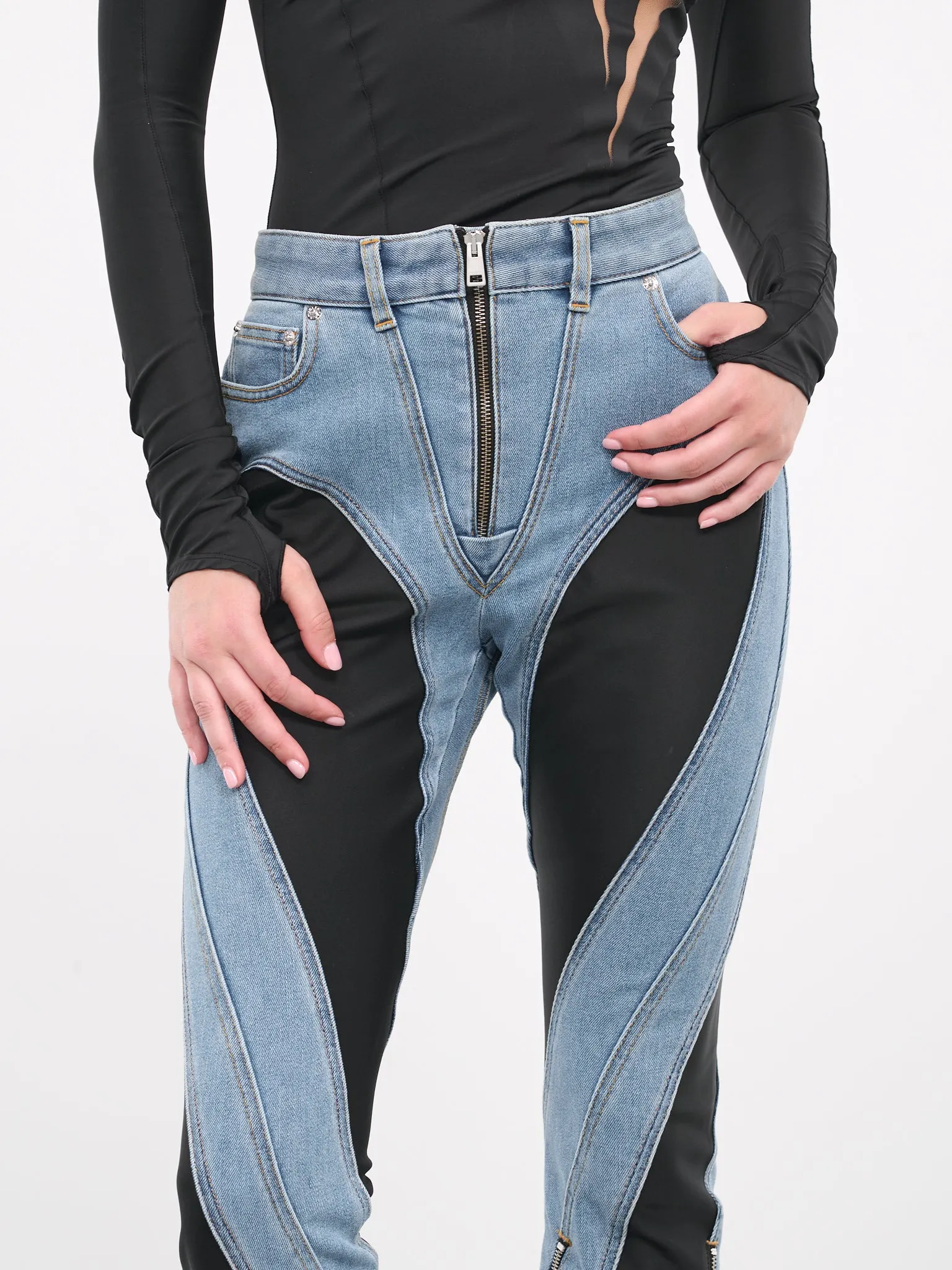 Bi-Material Jeans (6PA0403247-MEDIUM-BLUE)