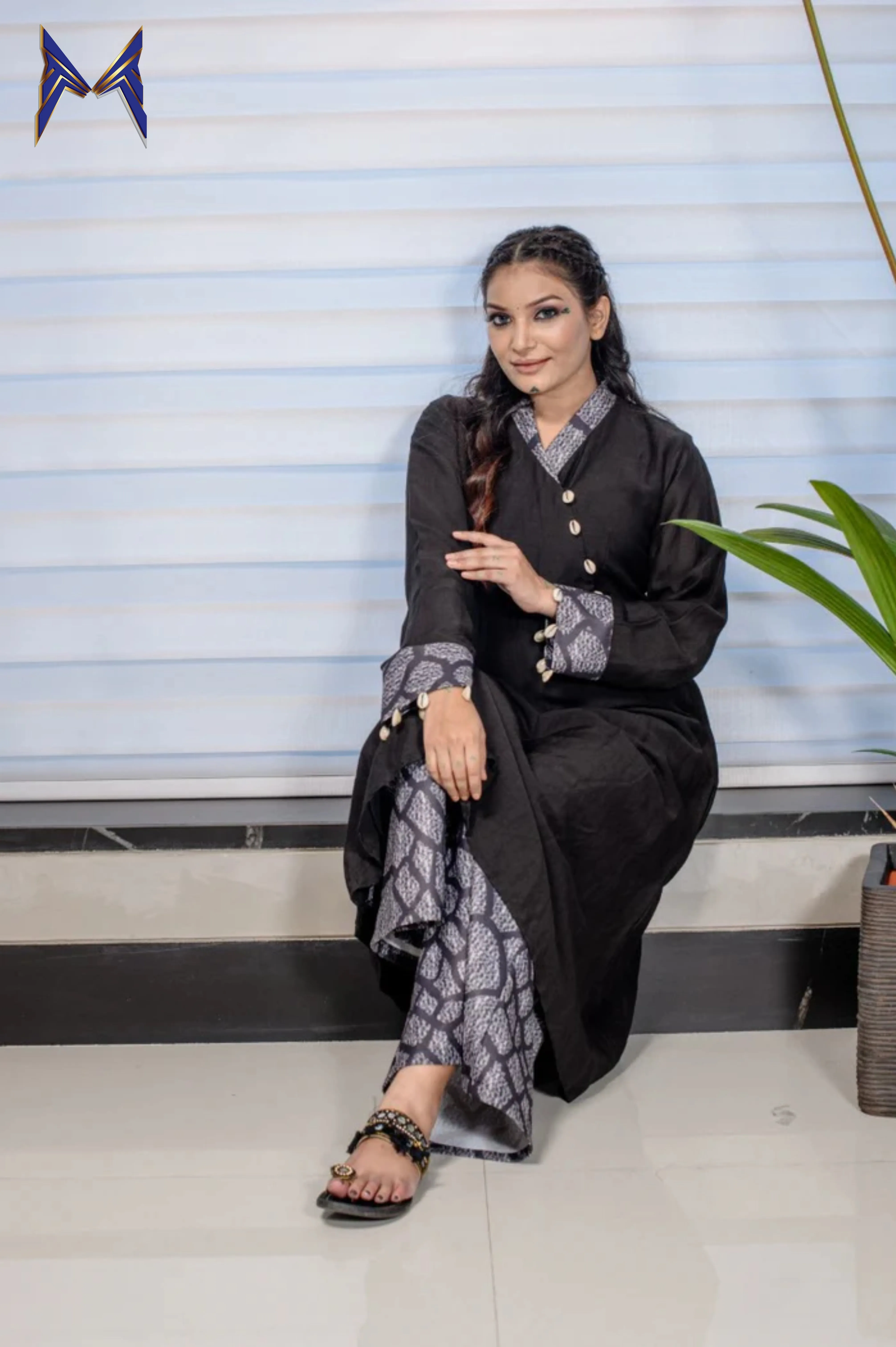 Black Kurti With Flared Pants