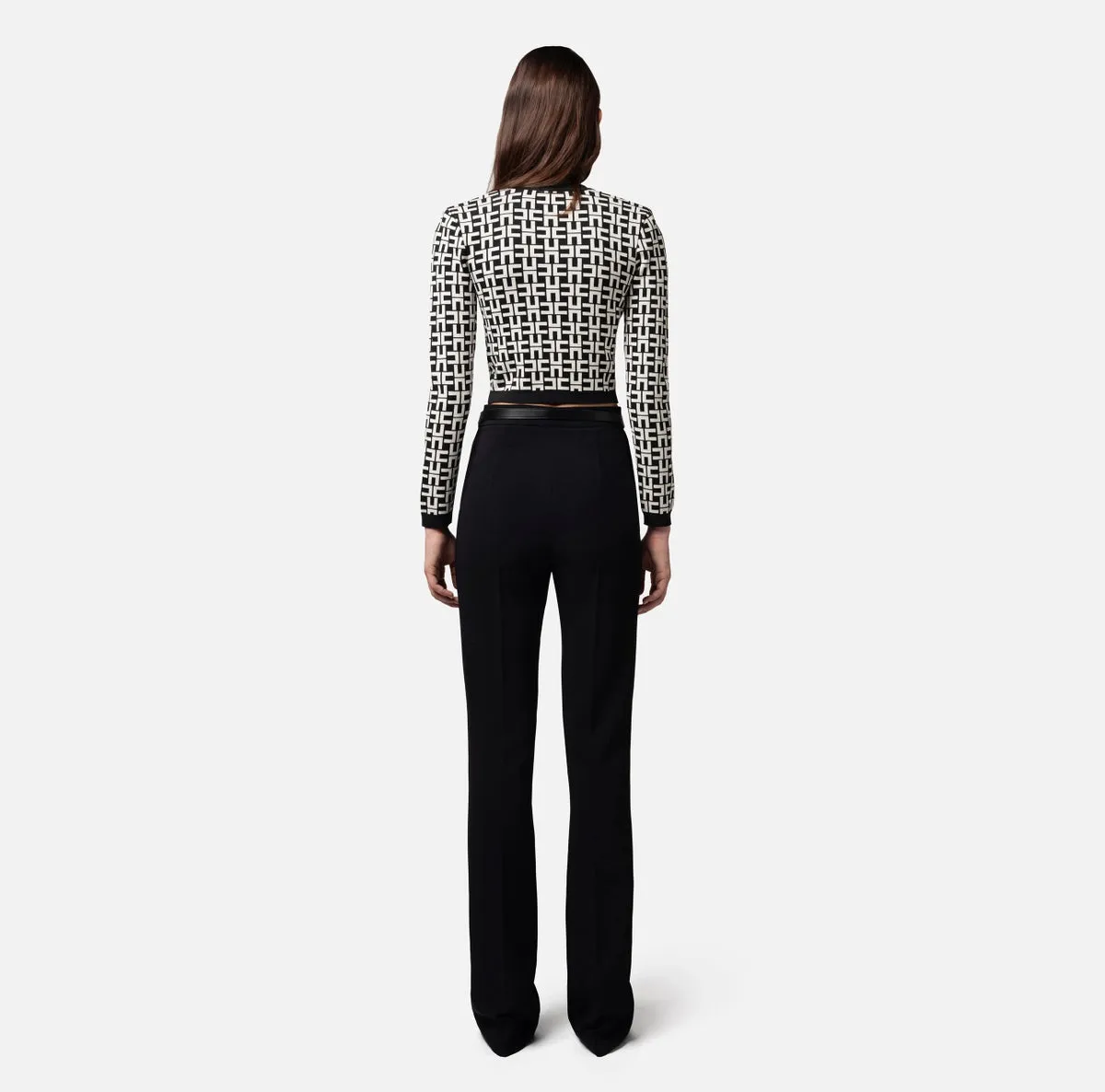 Black straight pants with belt