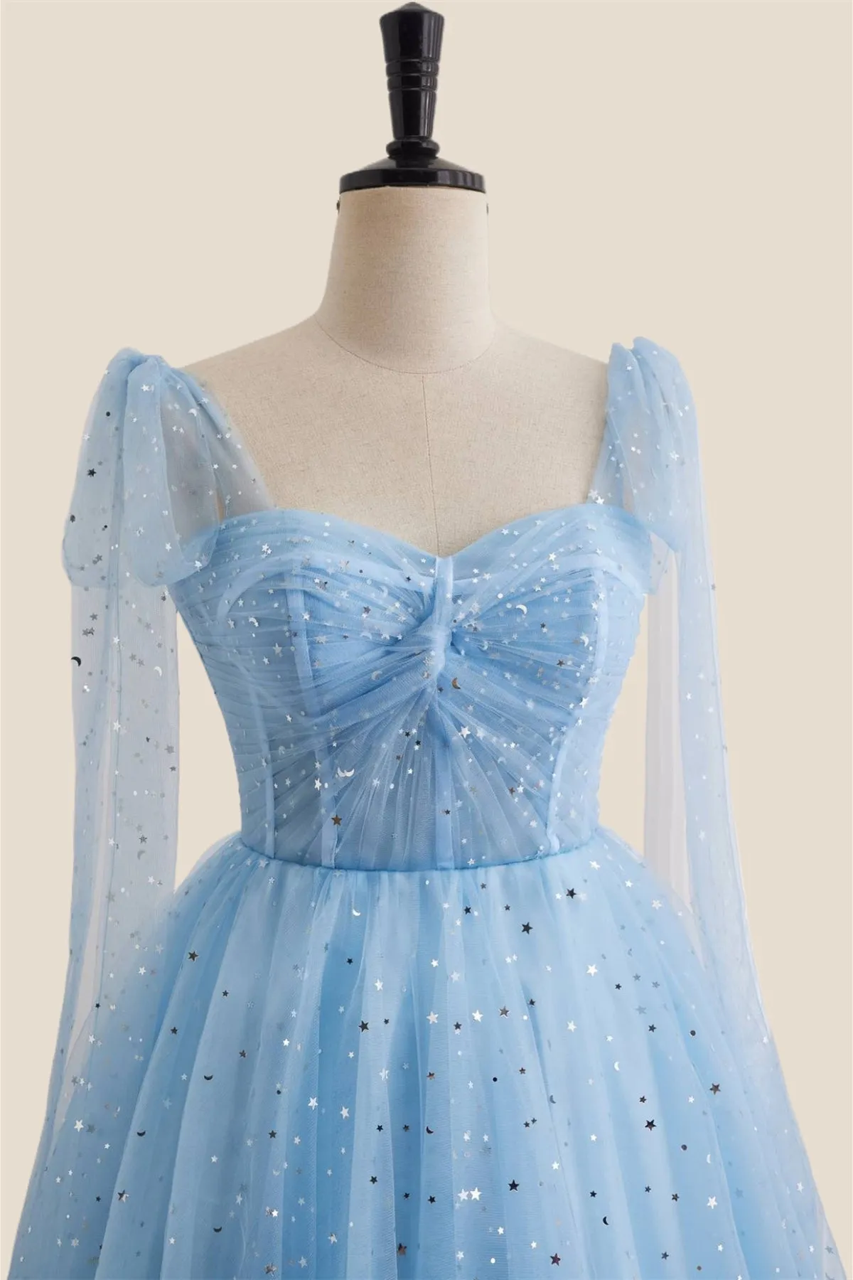 Blue Sparkle Tulle Ruched Short Princess Dress