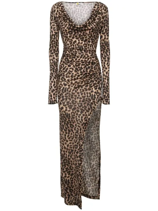 Blumarine   Printed wool jersey long dress 