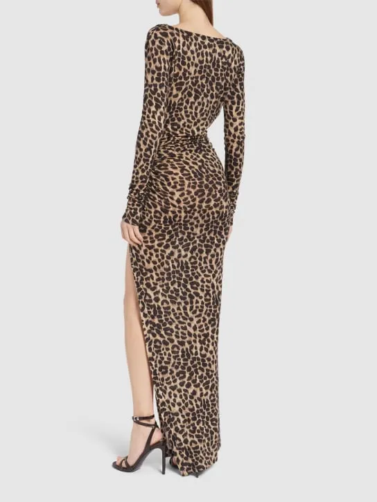 Blumarine   Printed wool jersey long dress 