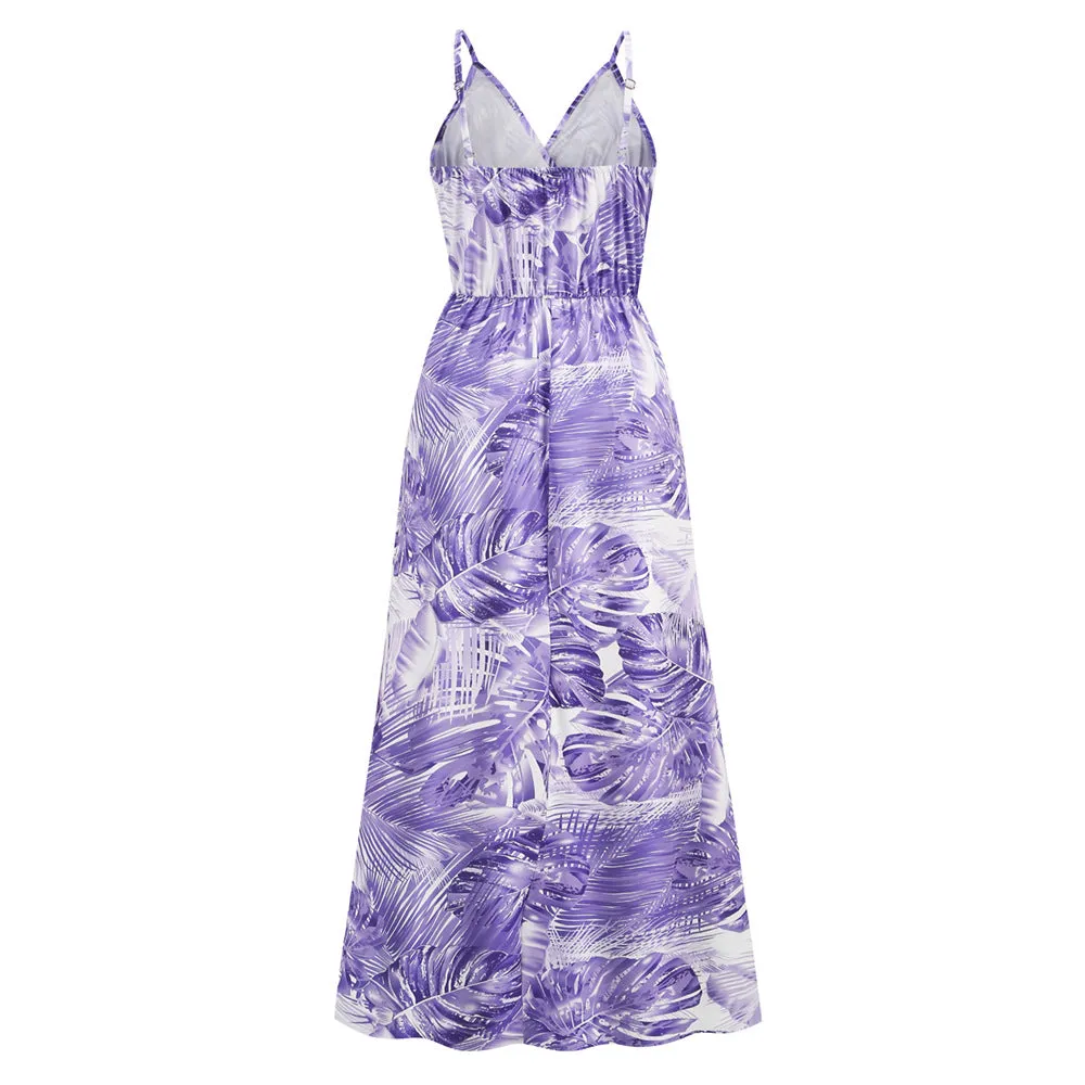 Bohemian Print  Sexy V-neck Sling Maxi Dress