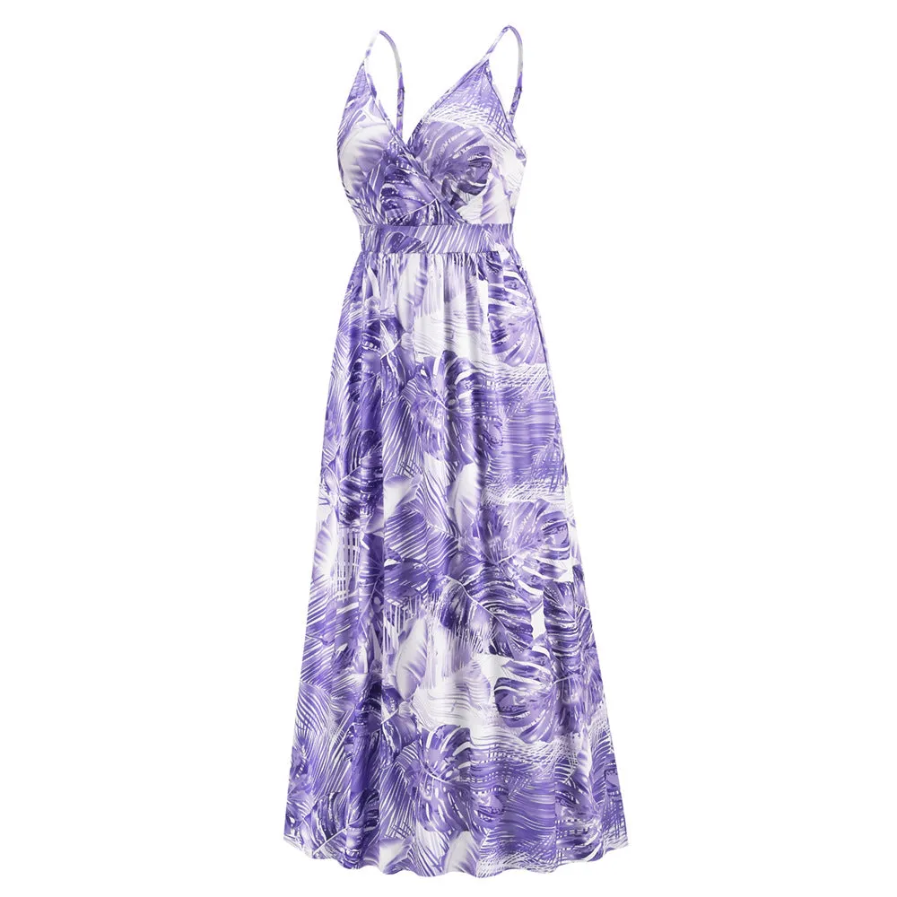Bohemian Print  Sexy V-neck Sling Maxi Dress