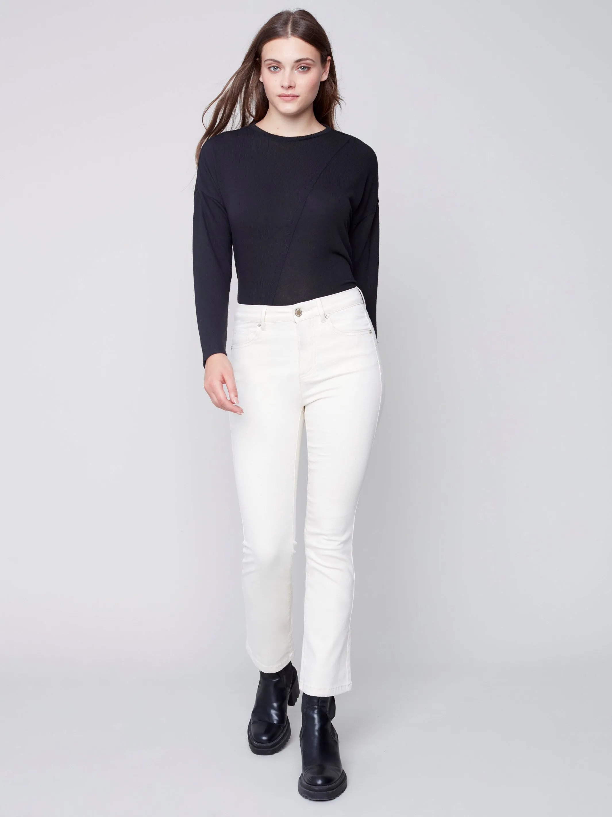 Bootcut Stretch Twill Pants - Natural