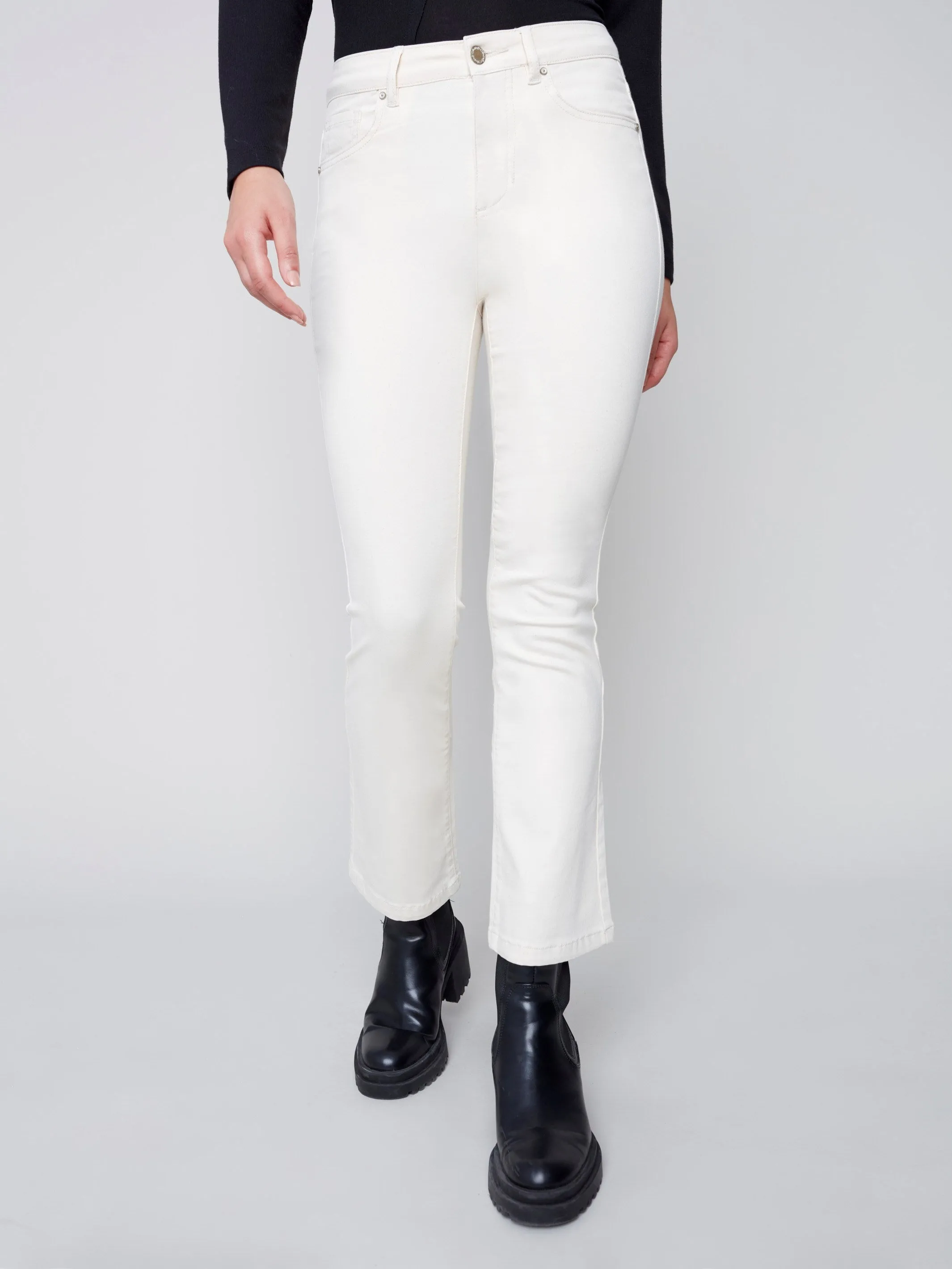Bootcut Stretch Twill Pants - Natural