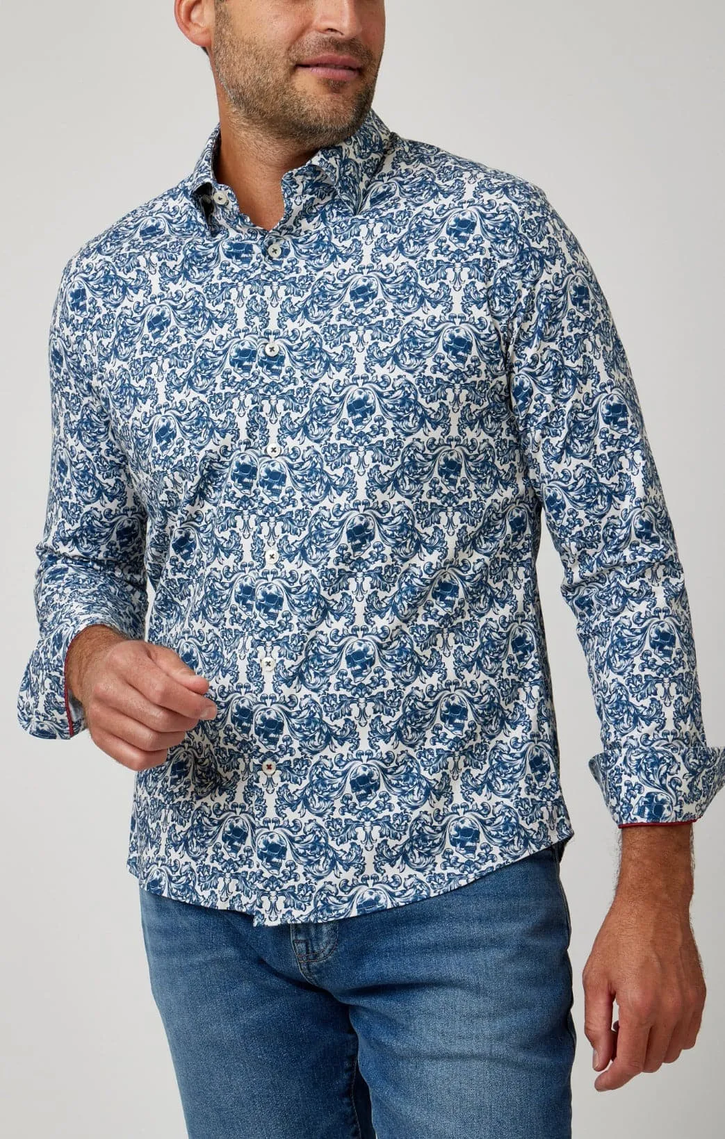Cream Skull Print Shirt