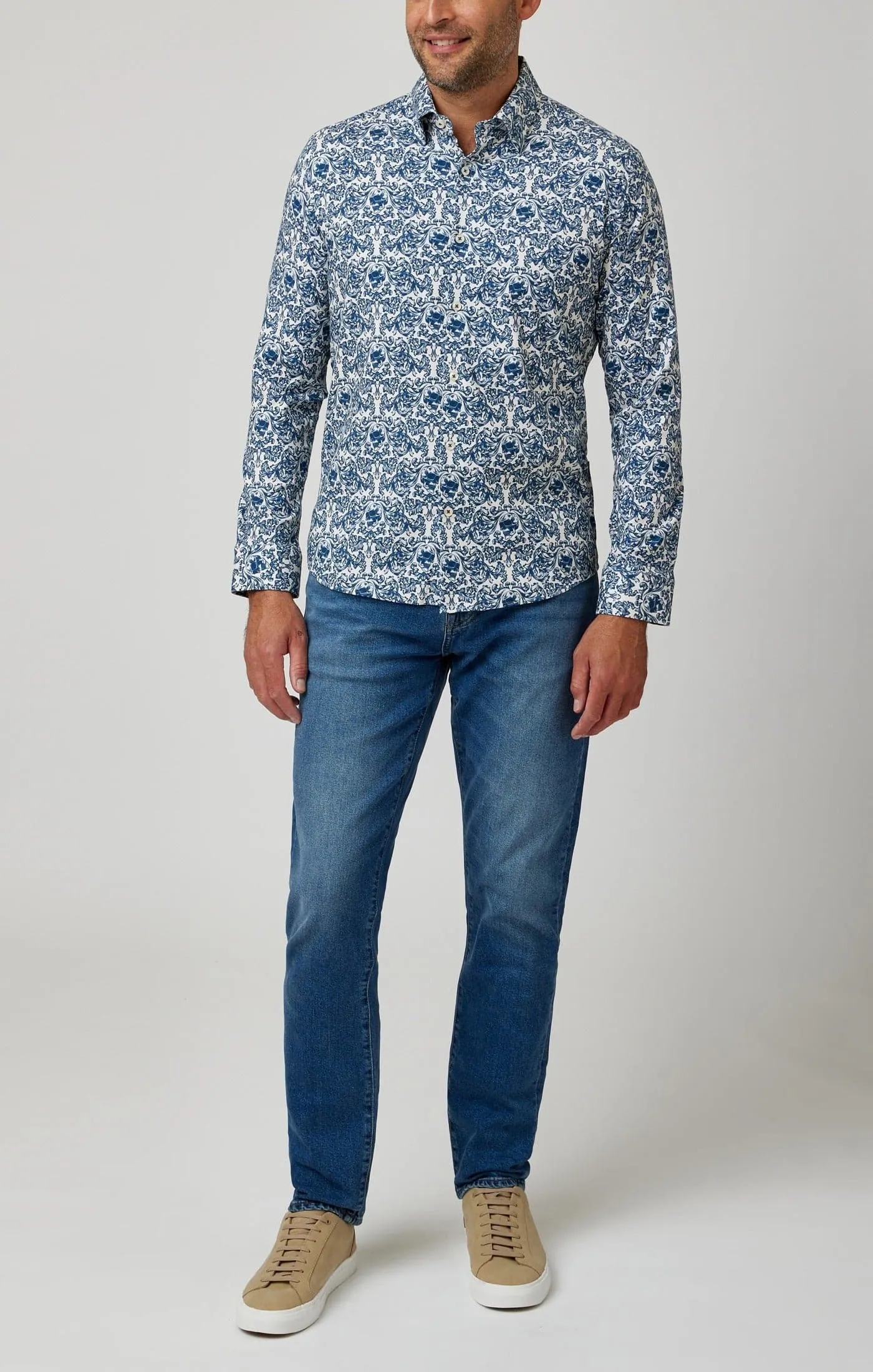 Cream Skull Print Shirt