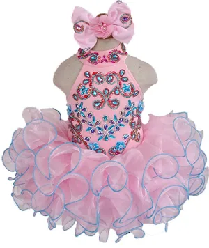 Custom Made Nations Little Miss Pink Stunning Pageant Dress With Hair bow