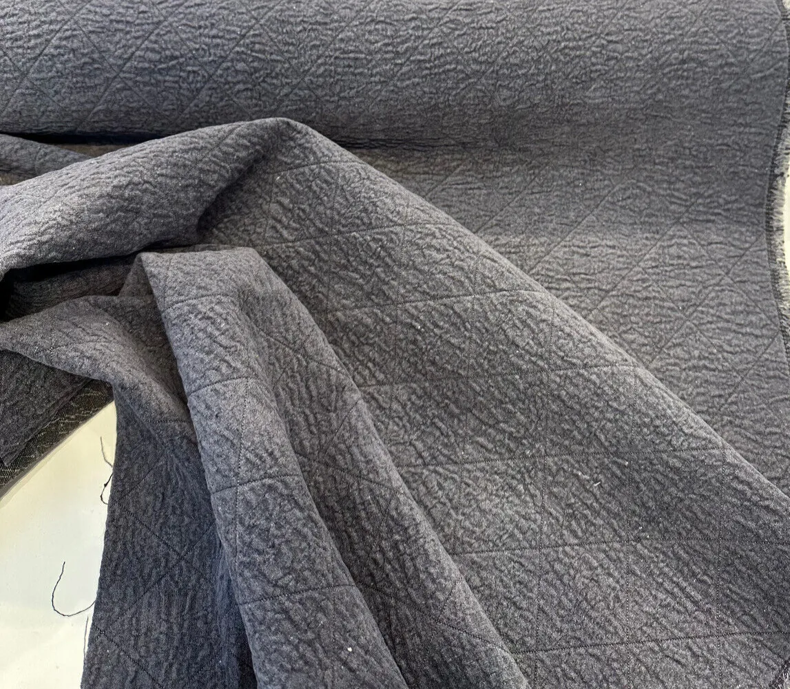 Downtown Iron Quilted Dark Blue Chenille Upholstery Fabric By The Yard