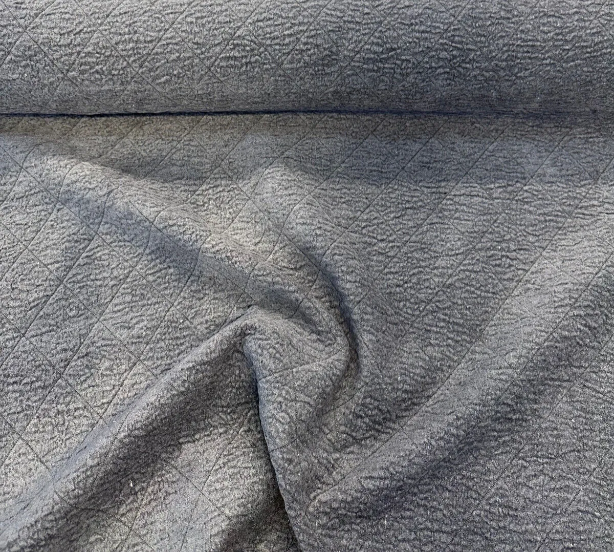 Downtown Iron Quilted Dark Blue Chenille Upholstery Fabric By The Yard