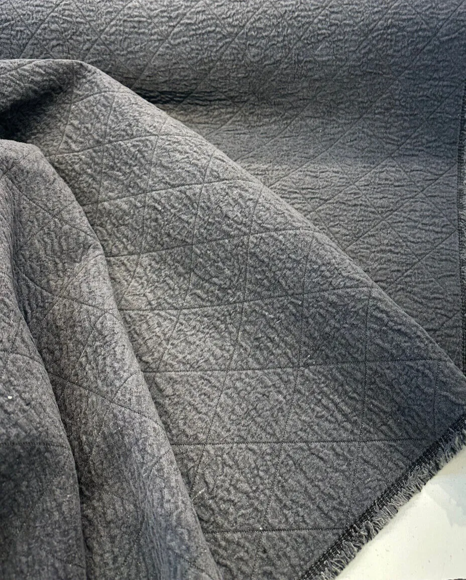 Downtown Iron Quilted Dark Blue Chenille Upholstery Fabric By The Yard