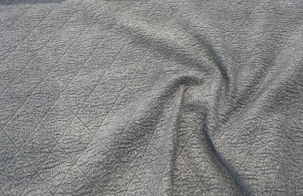 Downtown Iron Quilted Dark Blue Chenille Upholstery Fabric By The Yard