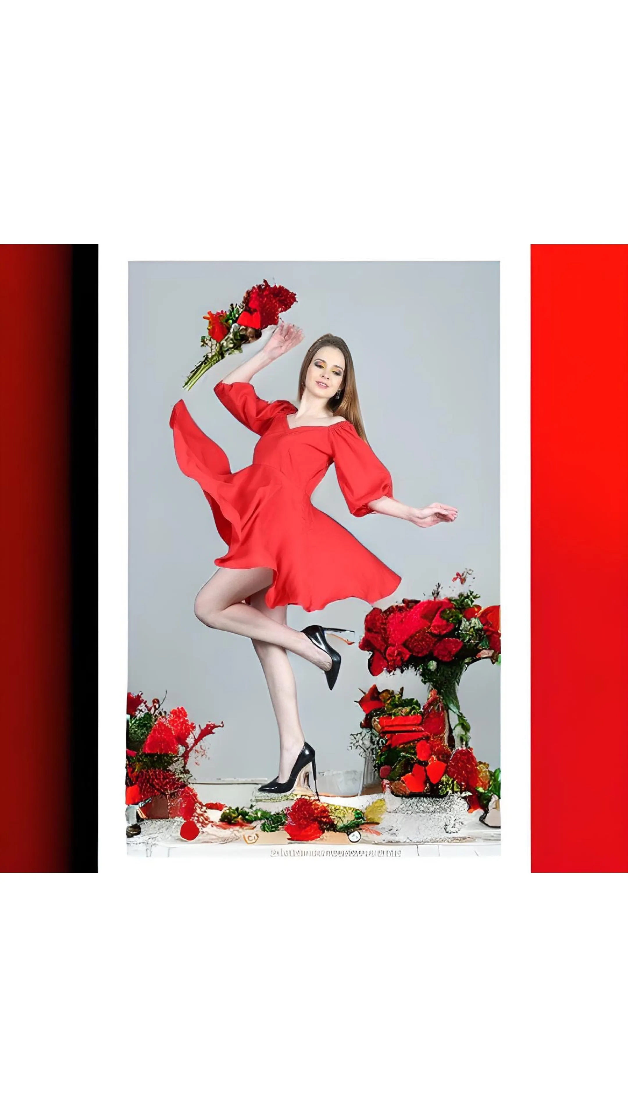 Evelyn Red Short Flared Dress