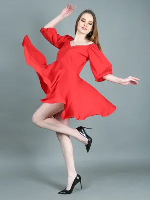 Evelyn Red Short Flared Dress