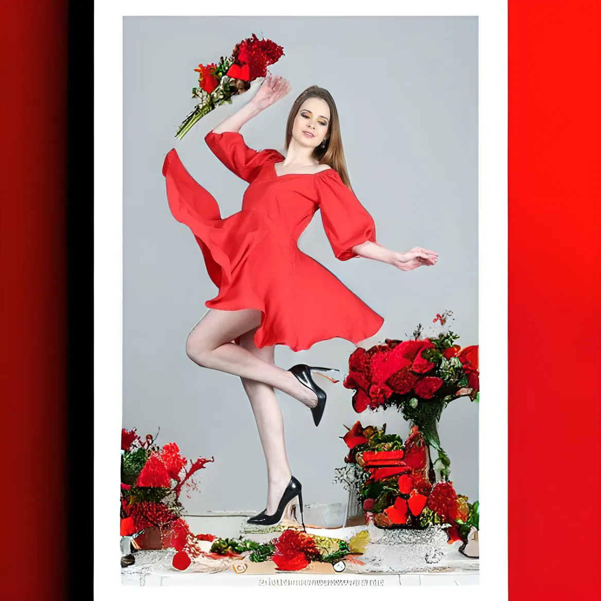 Evelyn Red Short Flared Dress