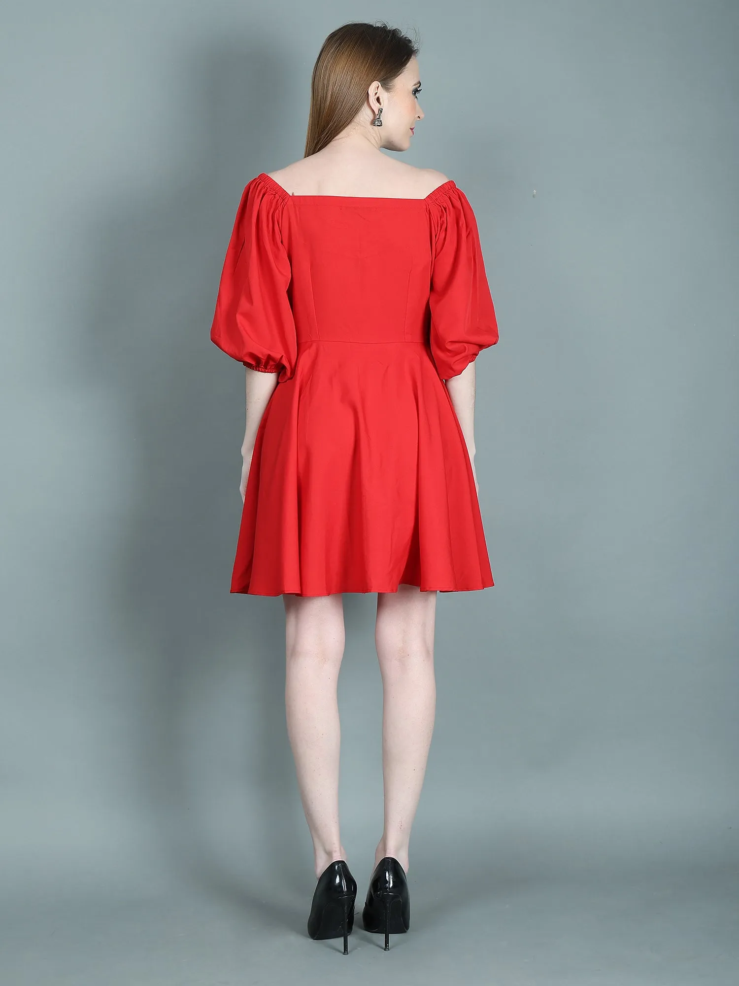 Evelyn Red Short Flared Dress