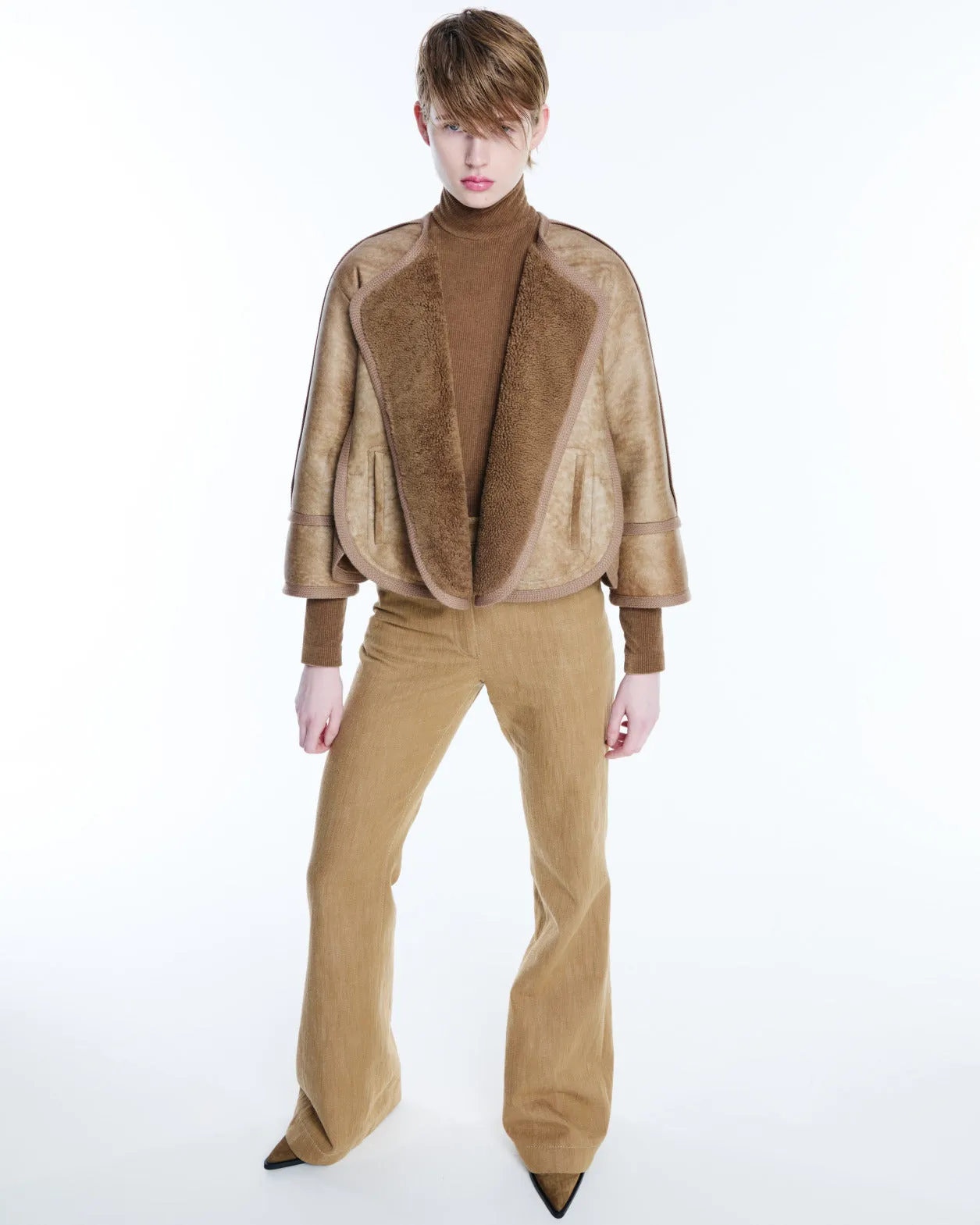 Flared Cotton Wool Denim Pants