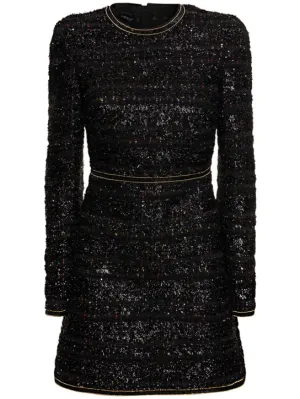 Giambattista Valli   Sequined bouclé long sleeve mini dress 
