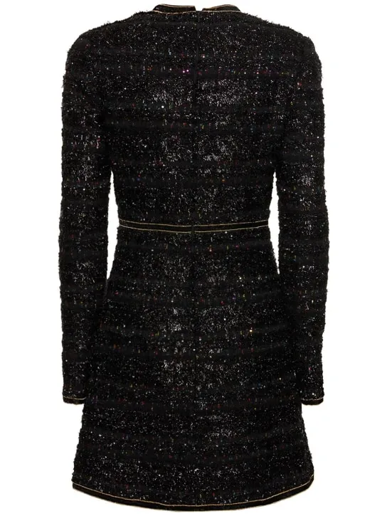 Giambattista Valli   Sequined bouclé long sleeve mini dress 