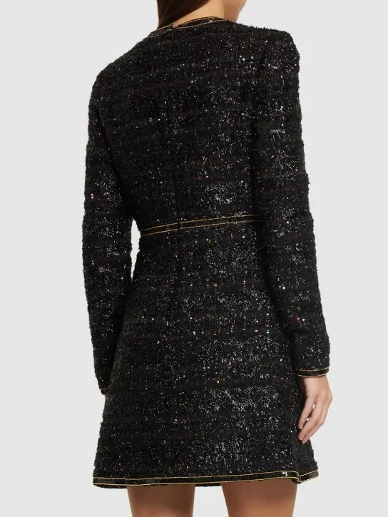 Giambattista Valli   Sequined bouclé long sleeve mini dress 