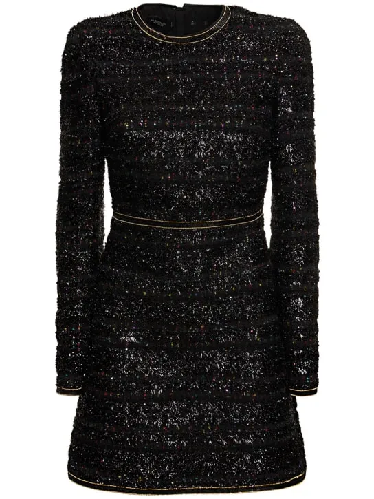 Giambattista Valli   Sequined bouclé long sleeve mini dress 