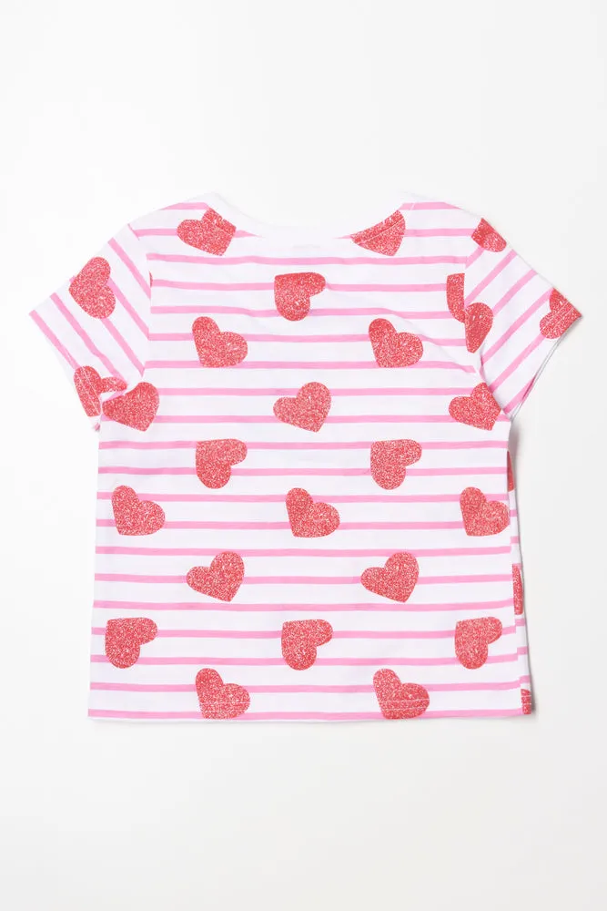 Heart Short Sleeve T-Shirt Red