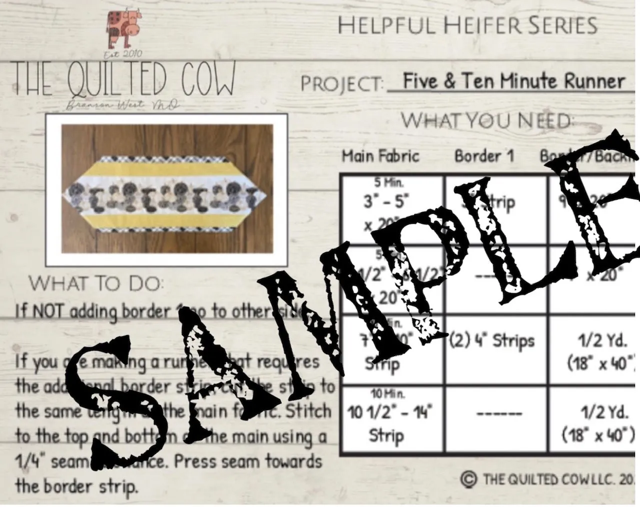 Helpful Heifer 10 Minute Table Runner