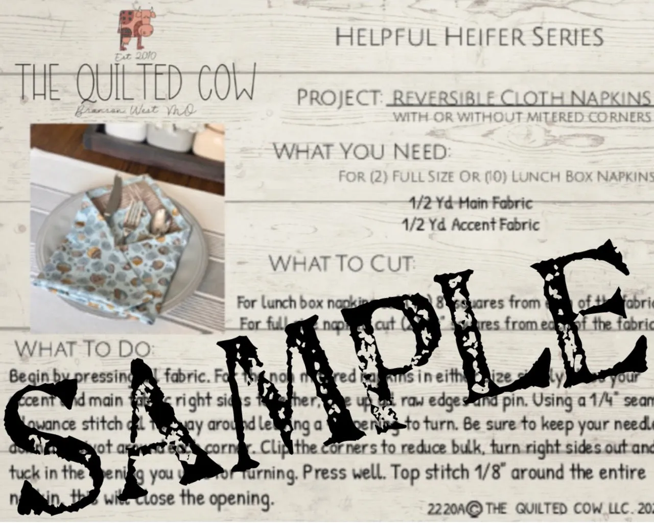 Helpful Heifer Reversible Cloth Napkins