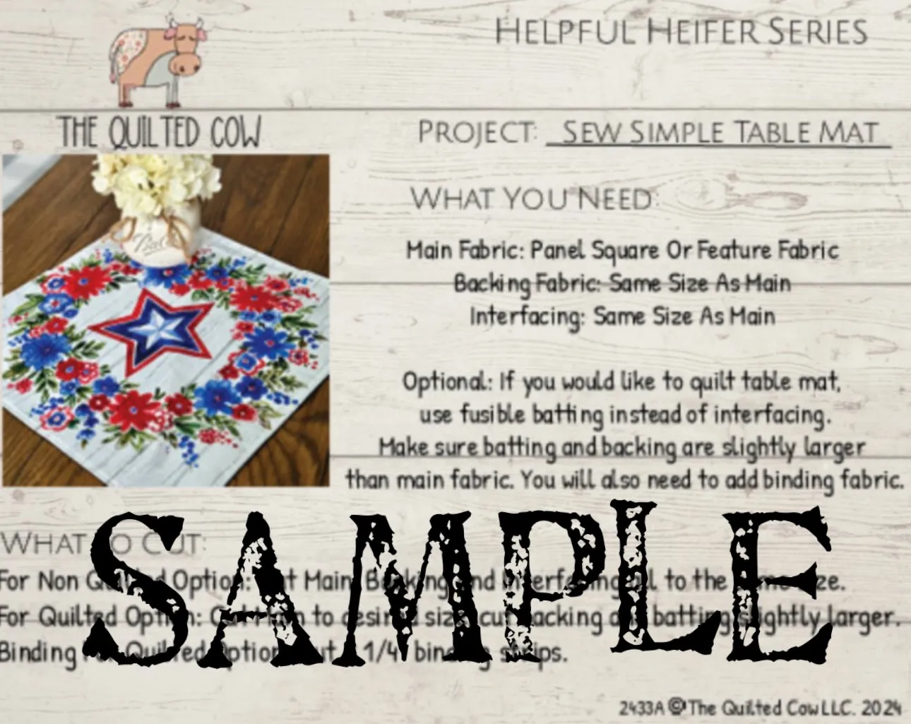 Helpful Heifer Sew Simple Table Mat