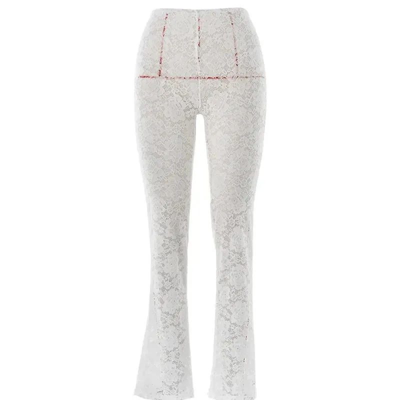 High Waist Stylish Sheer Lace Pants