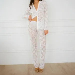 High Waist Stylish Sheer Lace Pants
