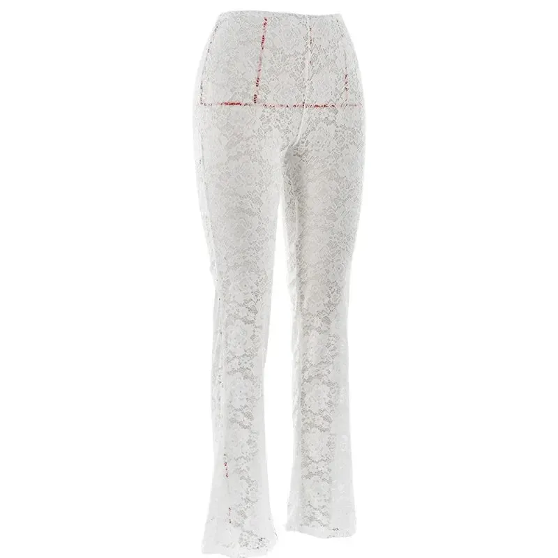 High Waist Stylish Sheer Lace Pants