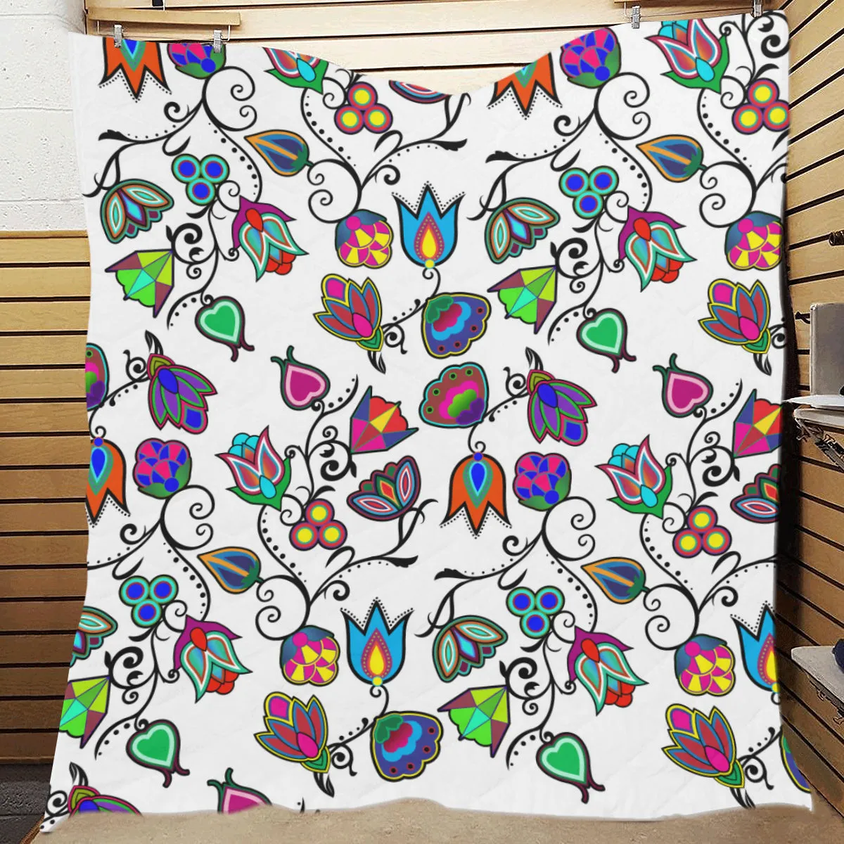 Indigenous Paisley - White Quilted Comforter 70"x80"