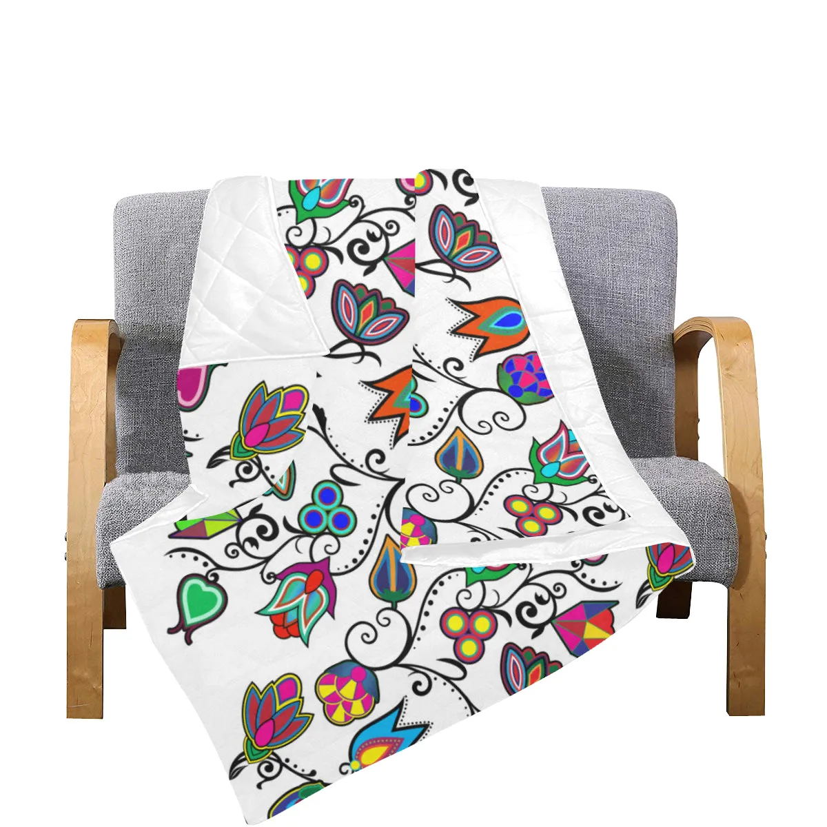Indigenous Paisley - White Quilted Comforter 70"x80"