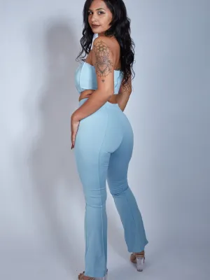 Keeping it Elegant Pants Set - Pastel Blue
