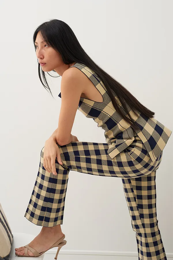 Kick Gingham Pant In Navy Light Khaki (Sold Out)