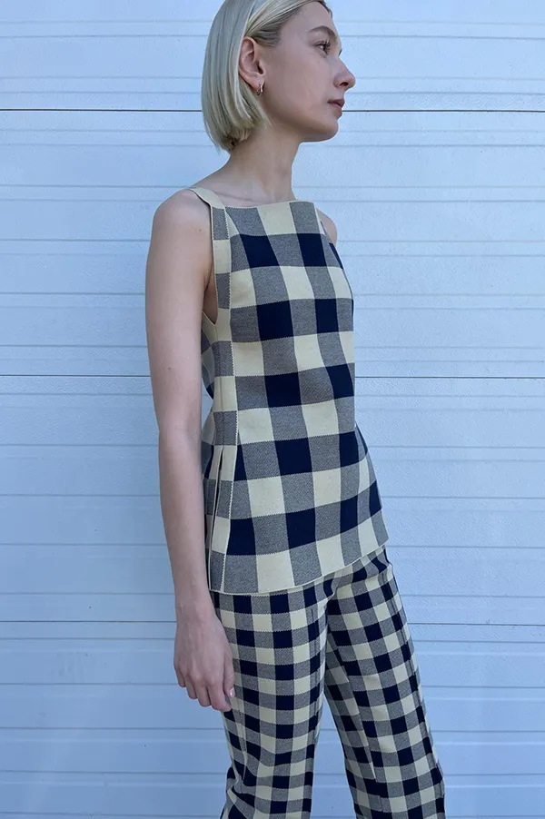 Kick Gingham Pant In Navy Light Khaki (Sold Out)
