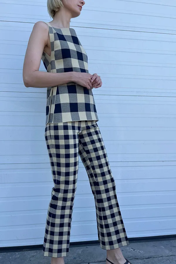 Kick Gingham Pant In Navy Light Khaki (Sold Out)