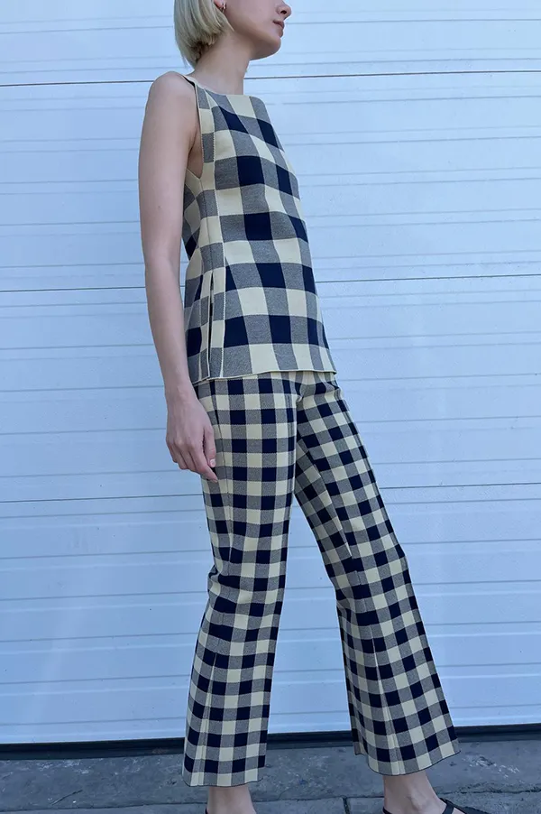 Kick Gingham Pant In Navy Light Khaki (Sold Out)