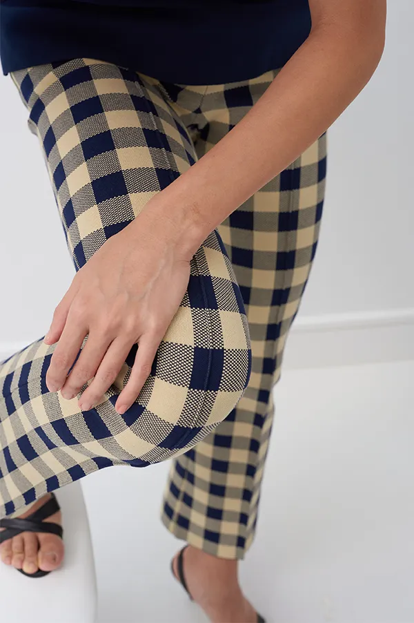 Kick Gingham Pant In Navy Light Khaki (Sold Out)
