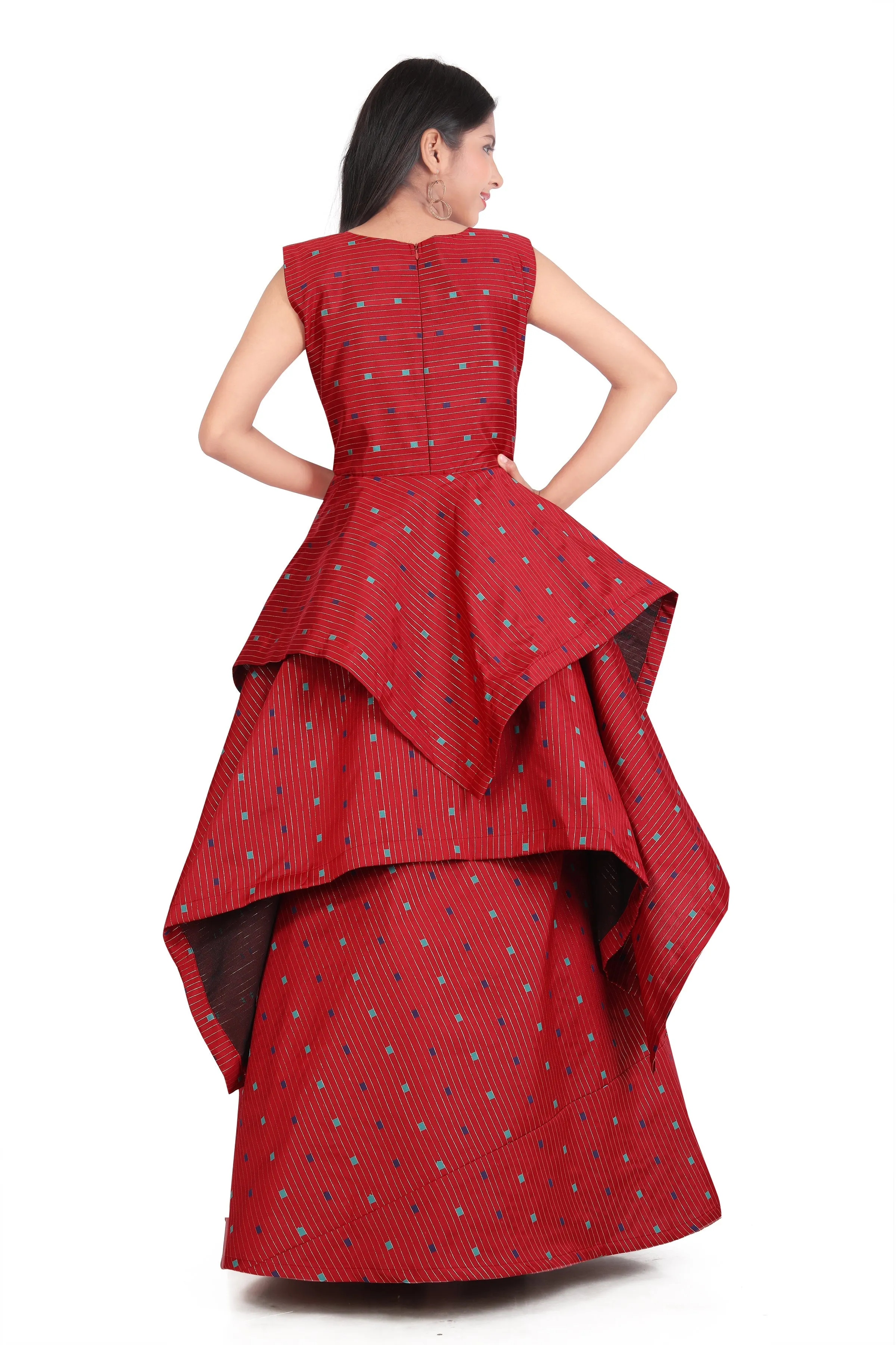 Kids Readymade Red gown Dress for girls
