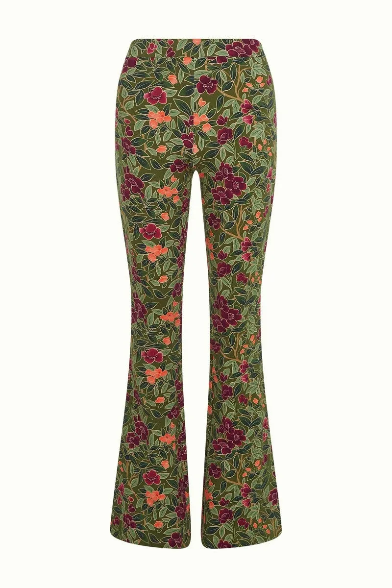 King Louie Flared Pants Bellevue Olive Green