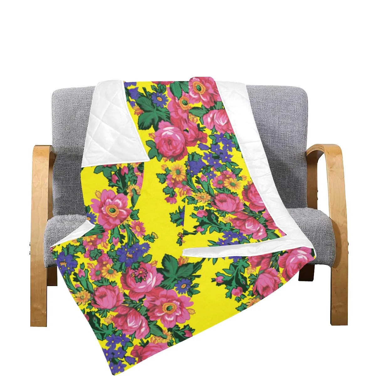Kokum's Revenge-Yellow Quilted Comforter 70"x80"