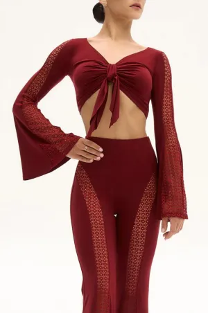 Latin Practice Top with Patterned Mesh Pra 1175